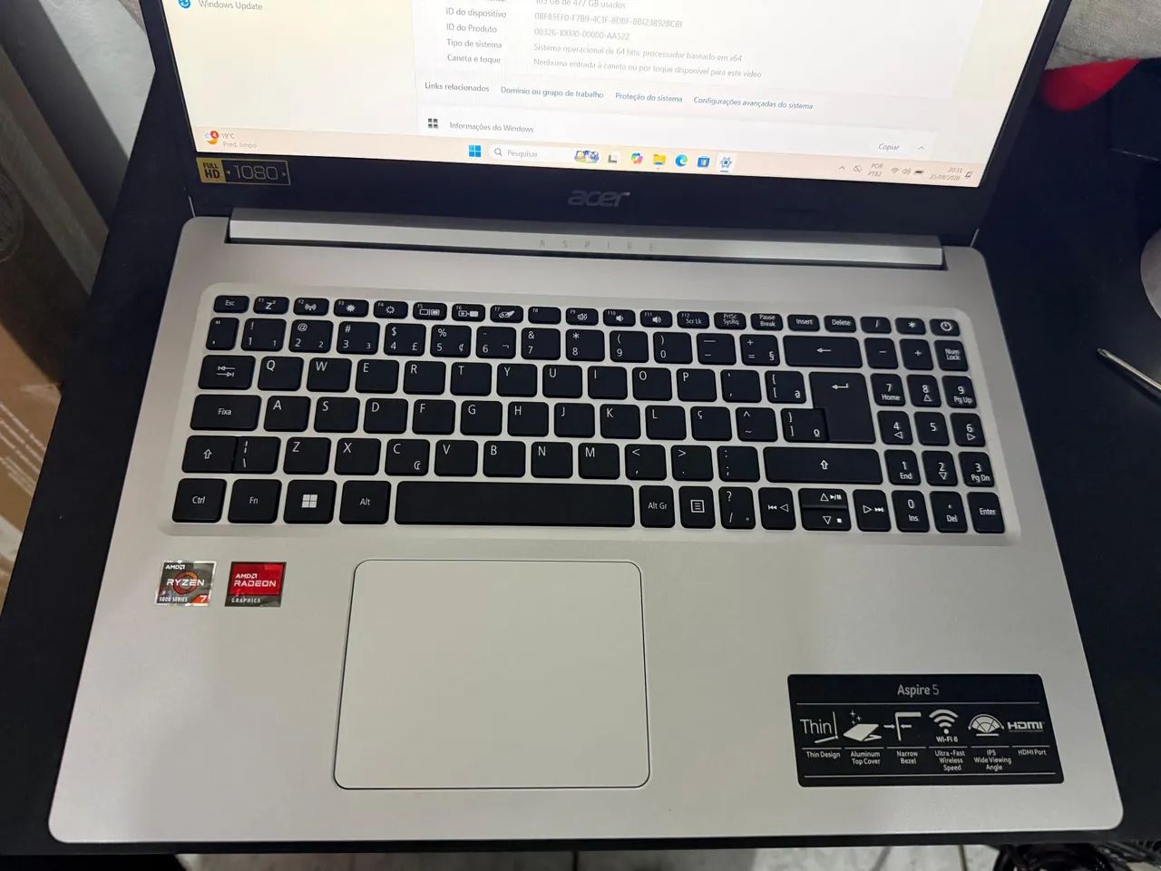 Notebook Acer Ryzen 7 5700u com vídeo integrado - Foto 3