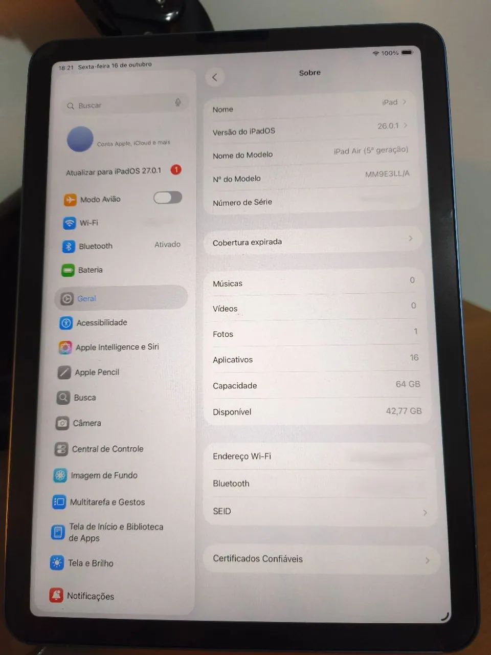 iPad Air M1 5ª Geração - IMPECÁVEL + Pencil + Case - Foto 5