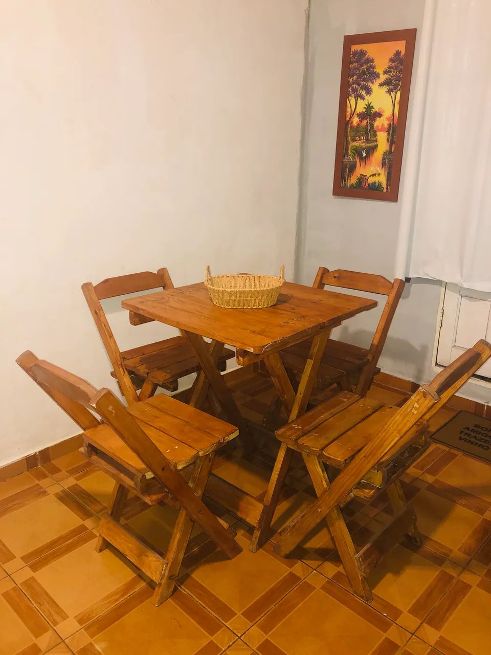 Jogo de mesa madeira 