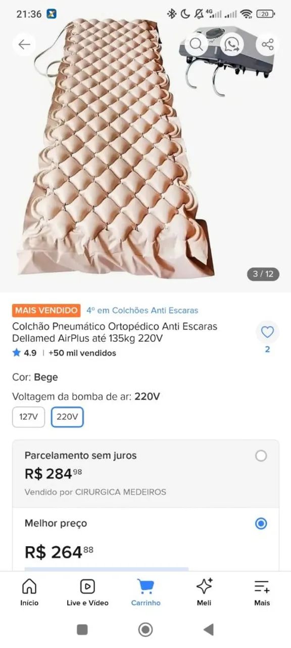 Vendo colchão inflável pneumático ortopédico novo   - Foto 2