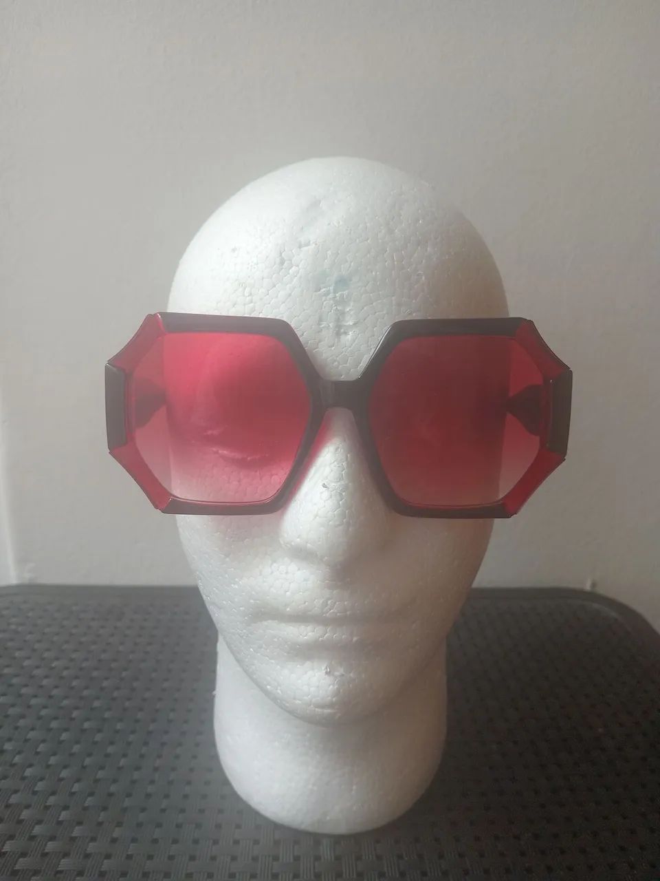 Óculos vermelho geométrico octogonal estilo da marca Chloé