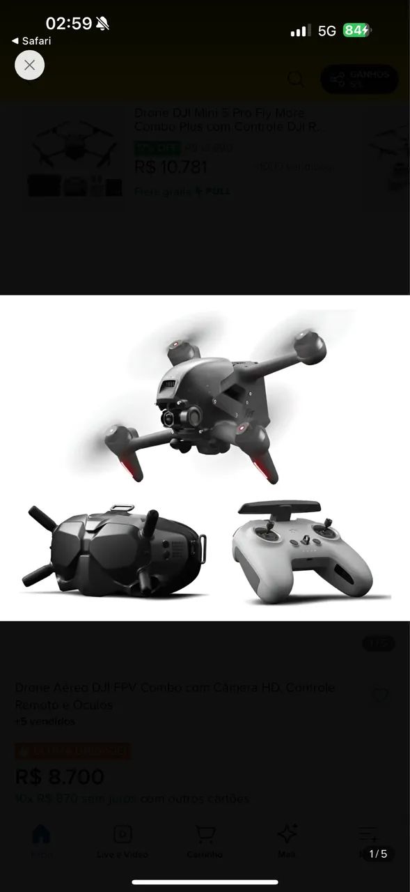 Drone DJI FPV COMBO 3 baterias 