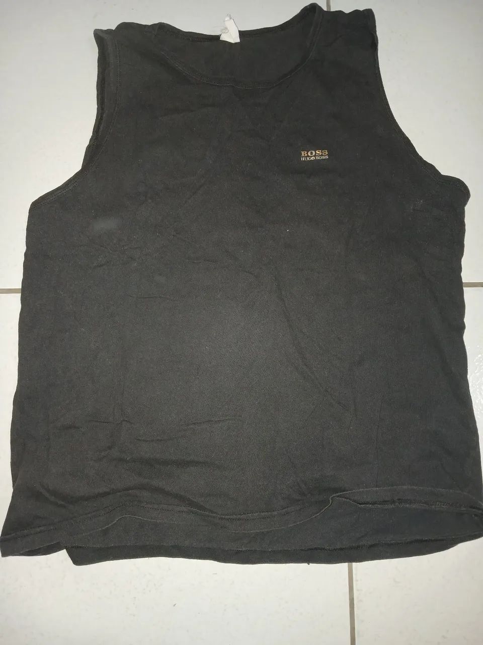 Camiseta Masculina Regata Preta de Algodão
