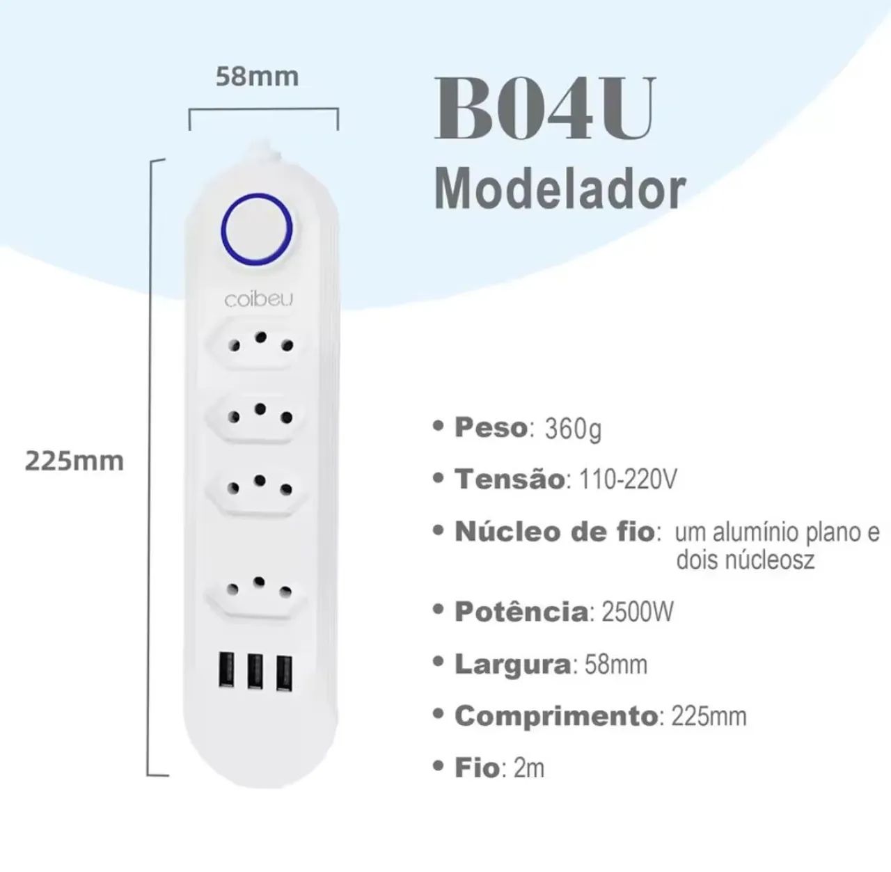 Extensão usb tomadas / filtro de linha com usb - Foto 4