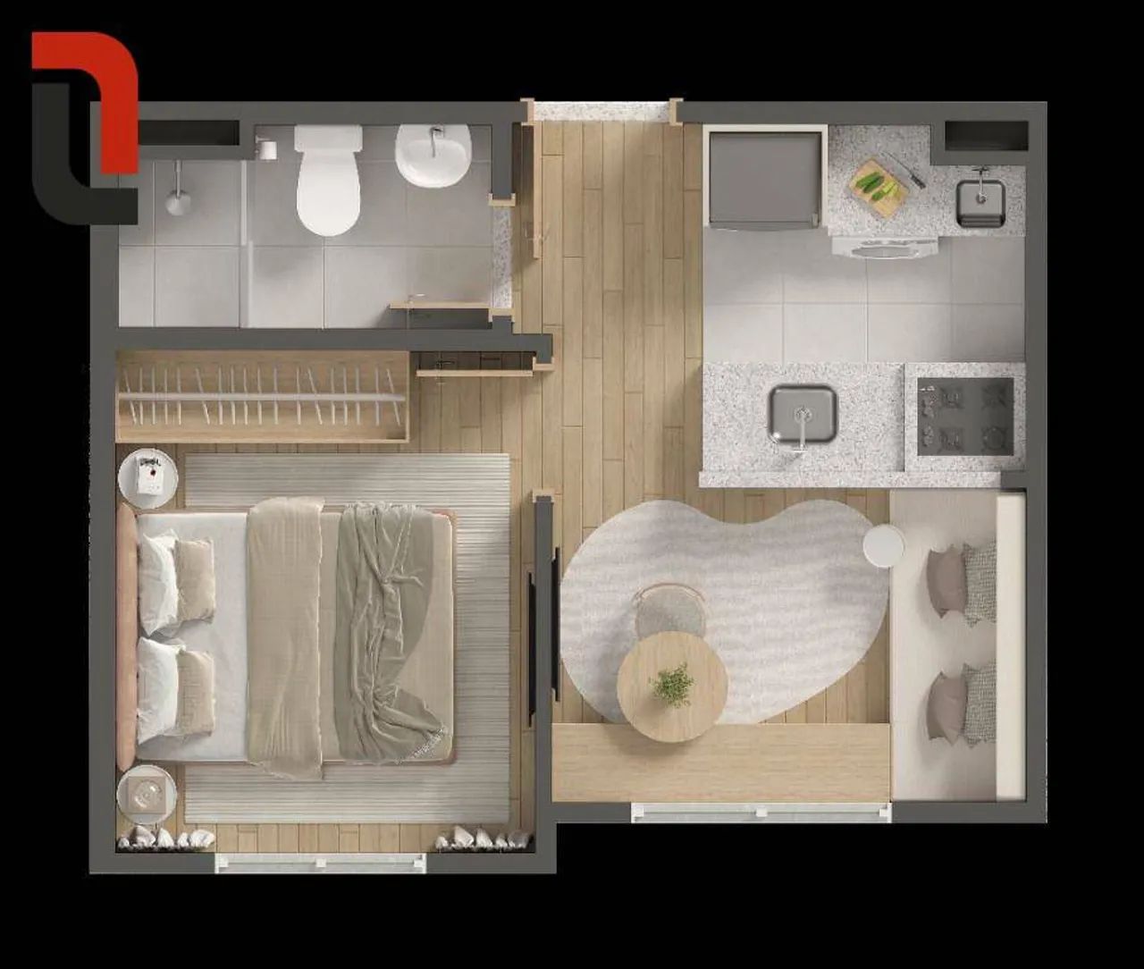 Hauer 4You Studio 24m² 1 quarto - Foto 4