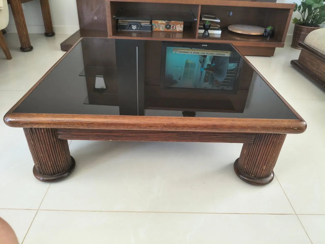 Mesa de centro de rattan 