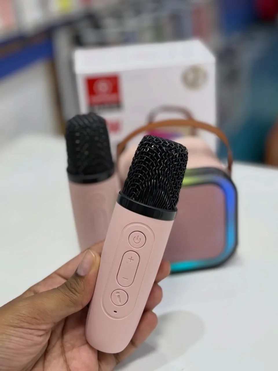 Caixa de Som Karaokê 20w Dois Microfones - Entrega Grátis - Foto 3