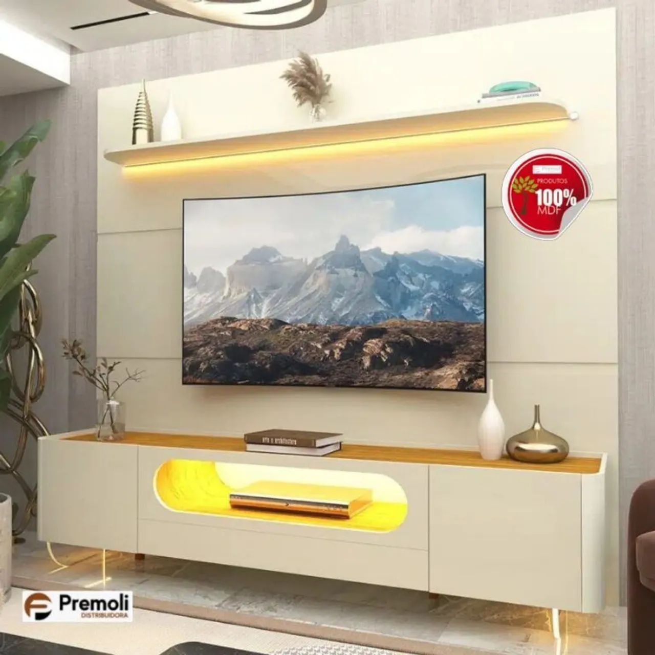 HOME ROYAL PÉS DE VIDRO E LEDS P/ TV ATÉ 85 POLEGADAS 