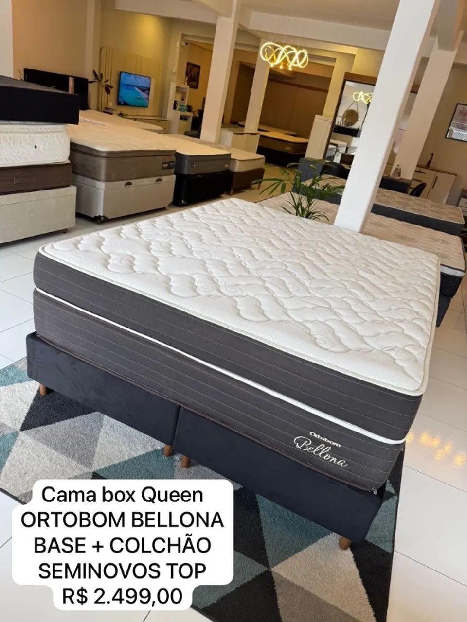 Cama box Queen ORTOBOM COM COLCHÃO TOP - Entrego!  - Foto 2