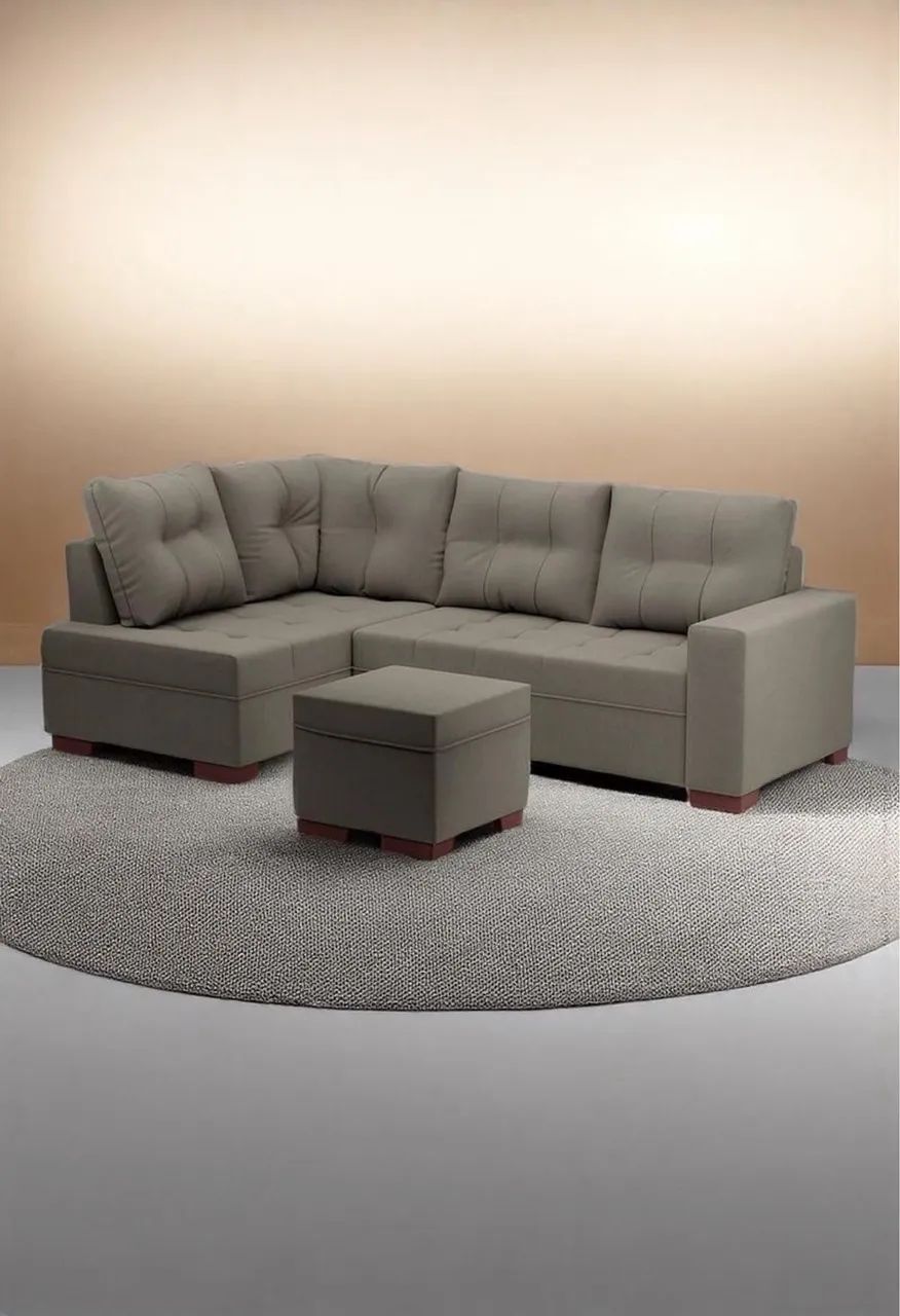 Sofá  + Puffe top de linha em suede 