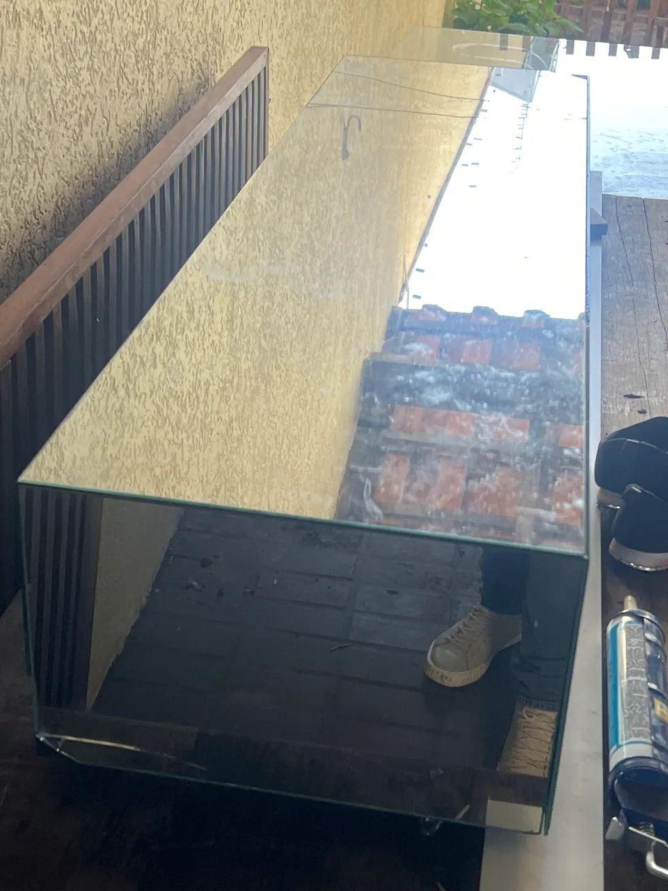 Mesa de centro vidro quebrado
