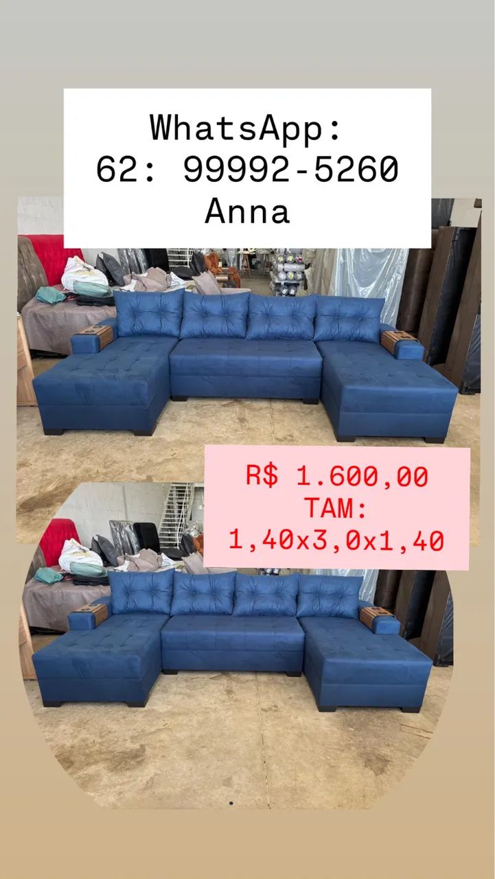 Sofá de canto grande e confortável