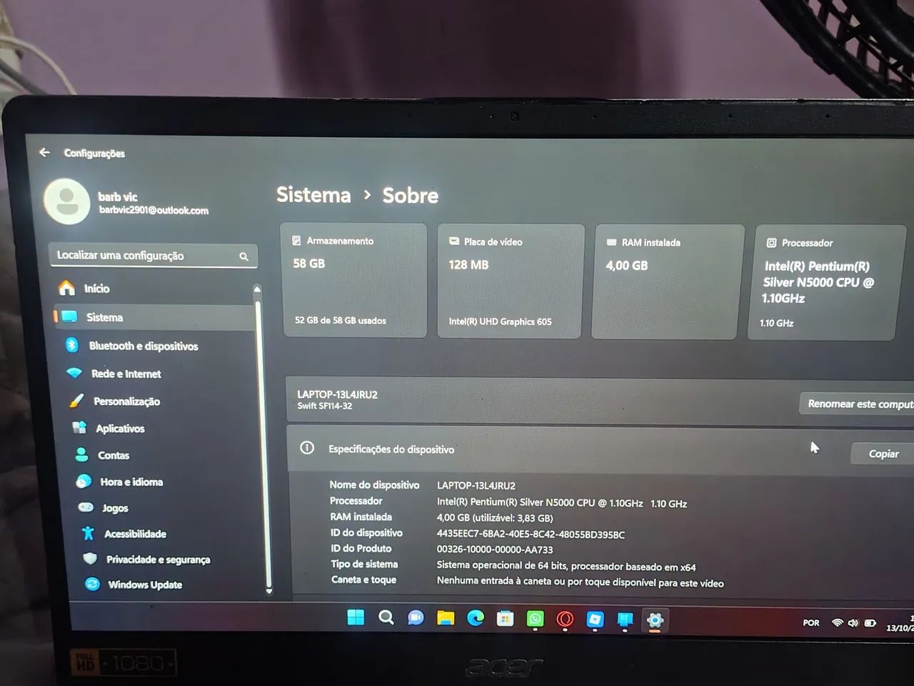 Notebook Acer Swift 1