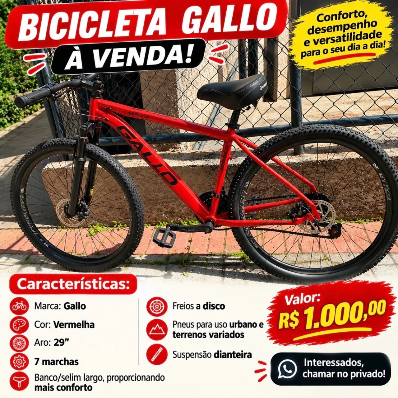 Bicicleta Vercelli aro 29, na cor preta, com visual moderno e confortável.  - Foto 2