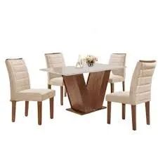 Mesa de Jantar em MDF de 4 Cadeiras 