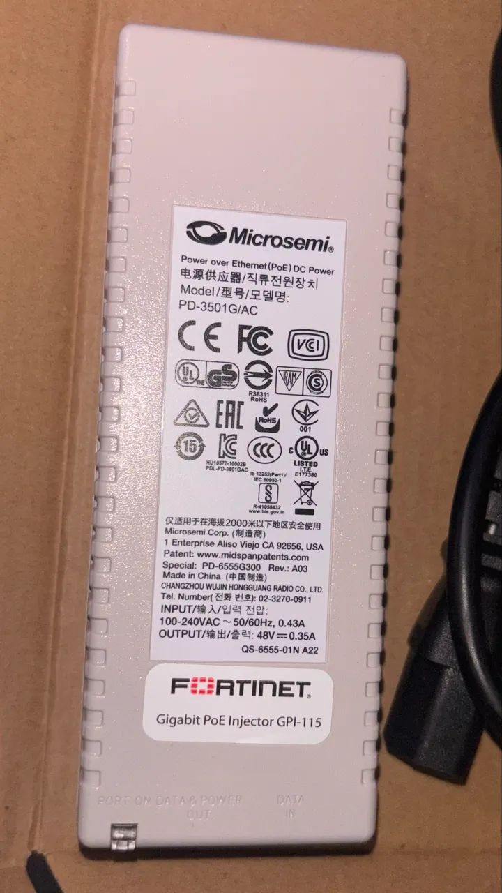 Gigabit PoE Injector GPI-1 Fortinet - Foto 3