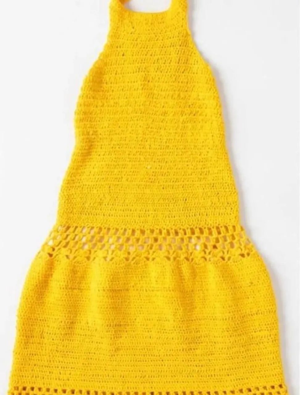 Vestido de crochê amarelo solar Tam P - Foto 3