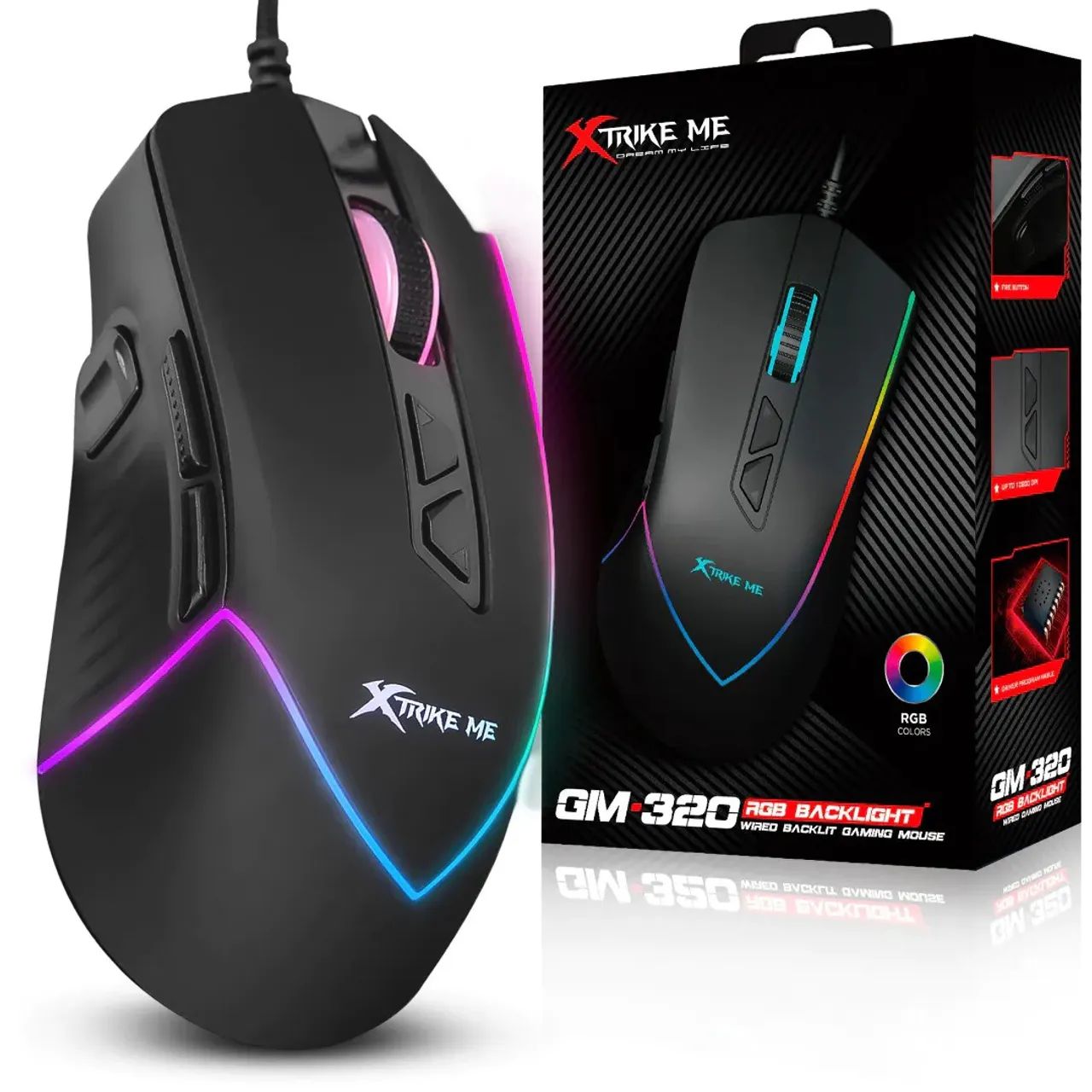Mouse Gamer com Fio 12800 Dpi, RGB, 9 Botões Programáveis ?- Xtrike Me