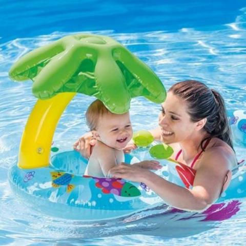 Promoção Bóia Infantil Baby Bote Peixinhos E Coqueiro Com Cobertura - Intex,Novo