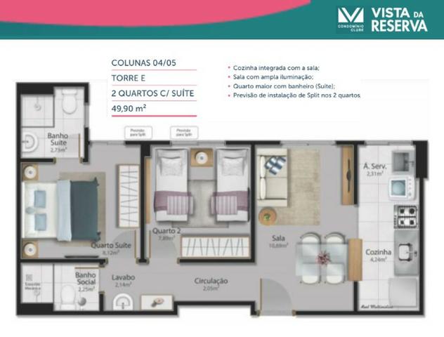 ALX - 119 - APÊ com 2 Quartos / S.U.Í.T.E - Entrada parcelada em 60 Meses - Foto 4