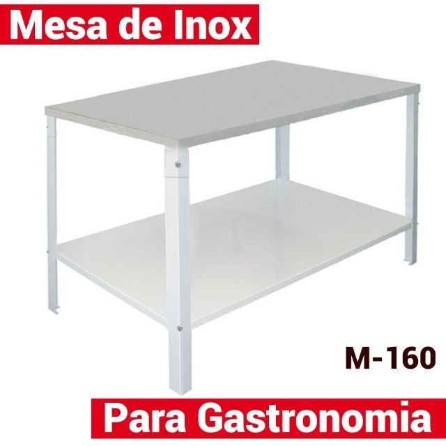 Mesa inóx com prateleira 1.60mts