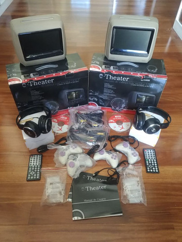 Par de Encosto de cabeça tela 7 DVD USB Jogos Orbe e-Theater