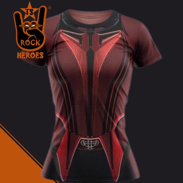 Babylook Feiticeira Escarlate Manga Curta Rashguard Elastano 
