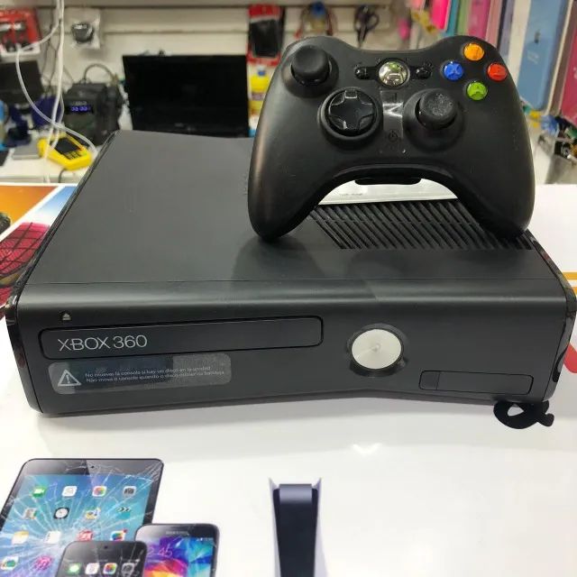 Console Xbox 360 Slim Desbloqueado Ltu + 2 Controles Sem Fio Originais -  Seminovo