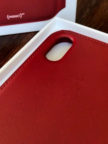 Capa de couro Folio para iPhone X e Xs Vermelha Apple 