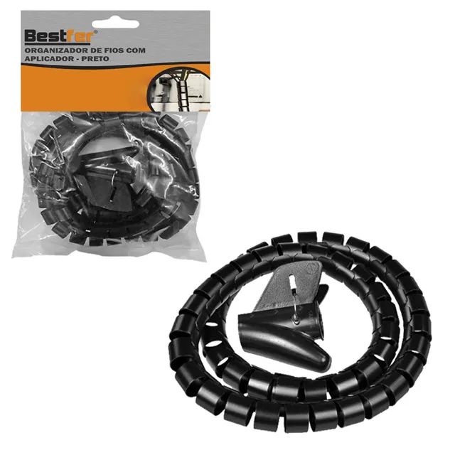 Organizador De Fios C/aplicador 1mx20mmm Preto Bfh1758