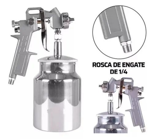 Pistola De Pintura Profissional de Alta Pressão 1000ml com Bicos 1.2, 1.5 E 1.8mm - Foto 5