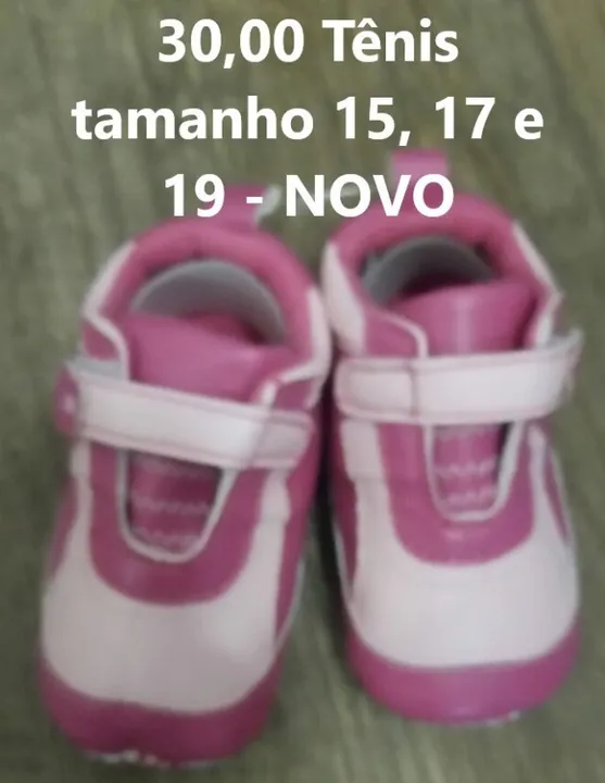 Tênis tamanho 15, 17 e 19 - NOVO
