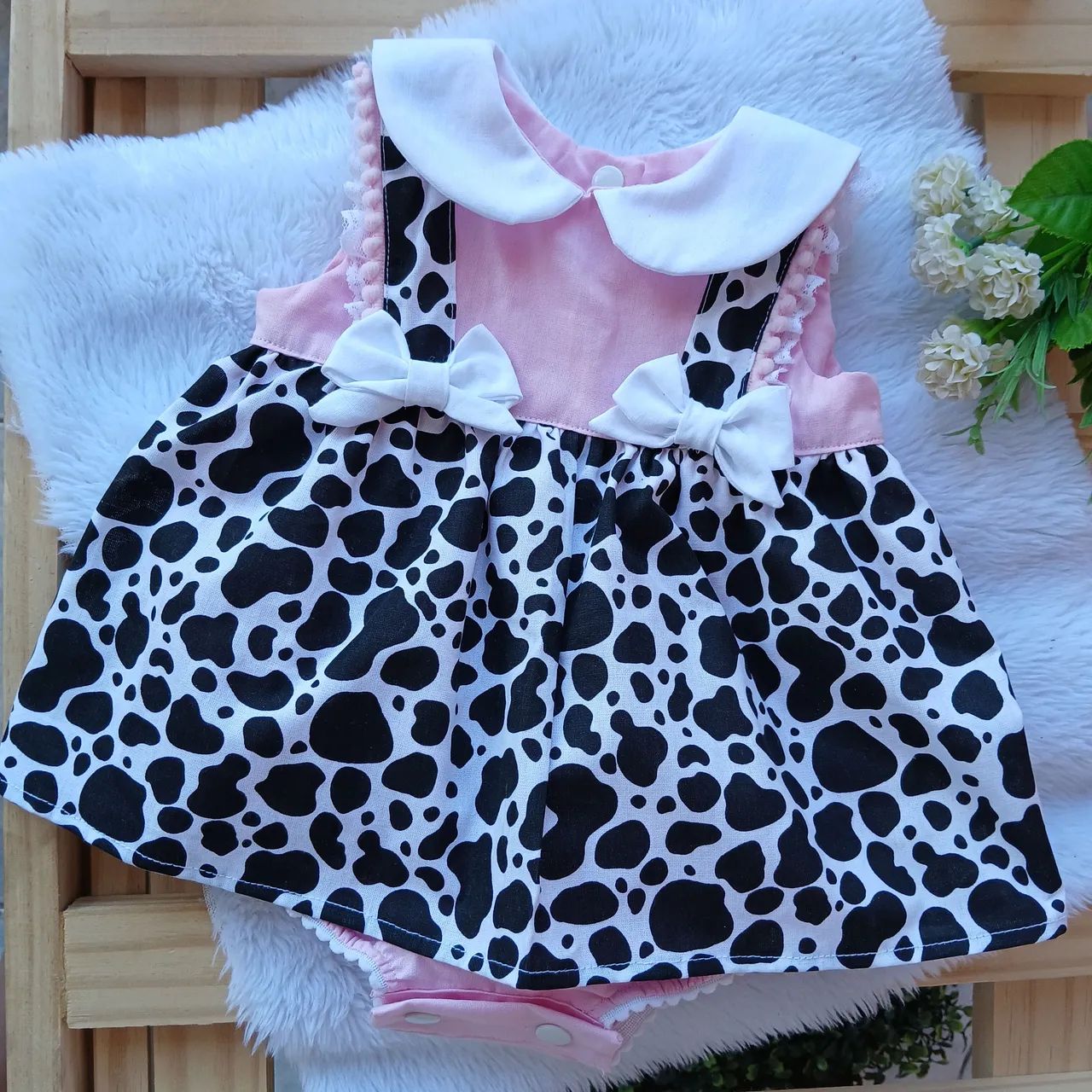Romper vestidinho- Estampa de Vaquinha