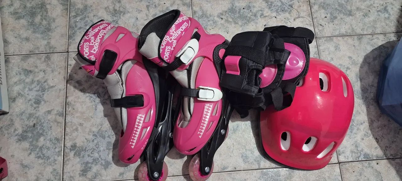? Patins Feminino Rosa - Tam 36/37 | Kit Completo - Foto 2