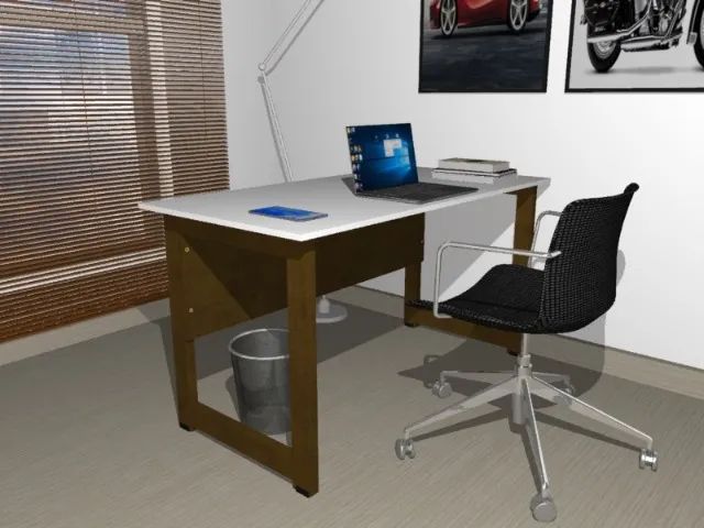 Mesa de Escritório Office Work Delluxe Imbuia. L100cm x P50cm x A74cm