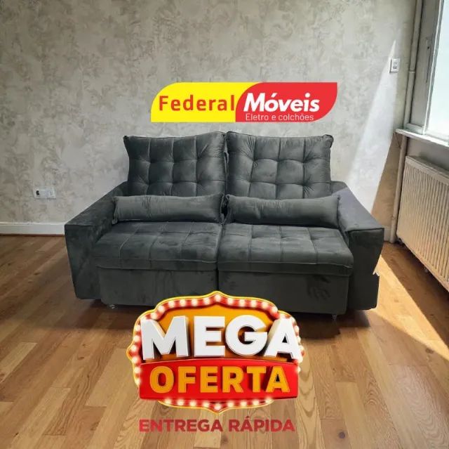 Sofá Retrátil e Reclinável D33 CINZA 2,00M CAMPEAO EM VENDAS