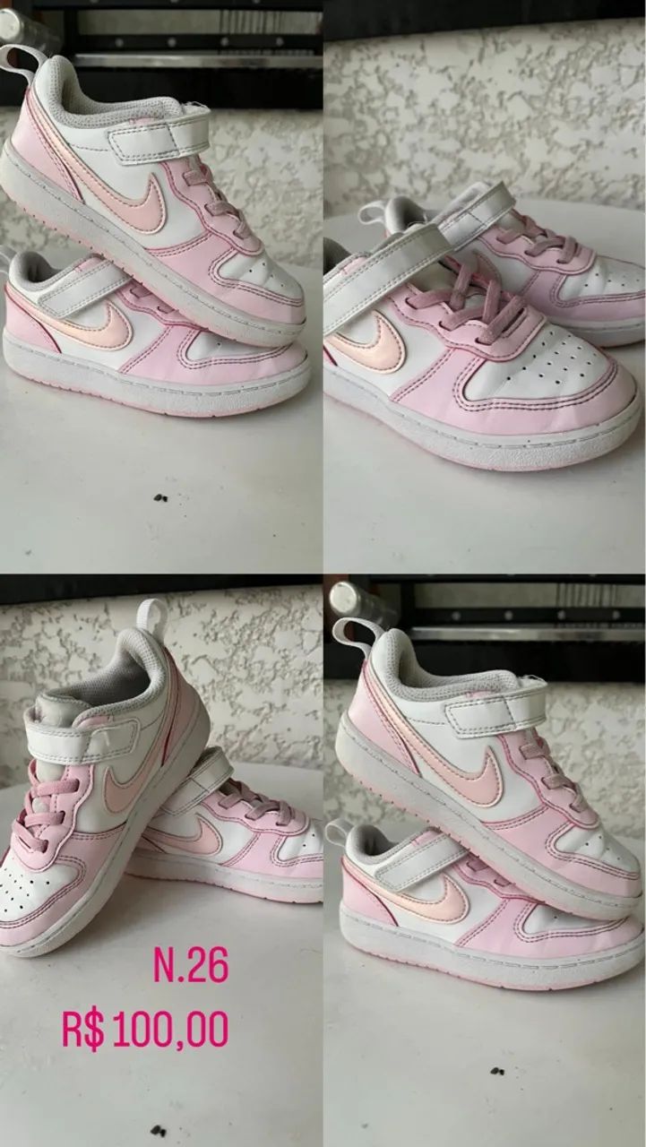 Tênis Infantil Nike Rosa e Branco - N° 26
