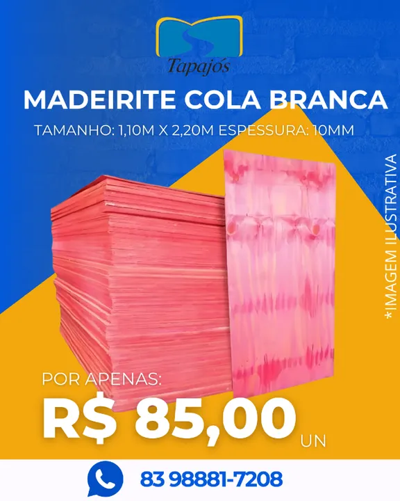 Madeirite Cola Branca 10mm na Tapajós Madeiras