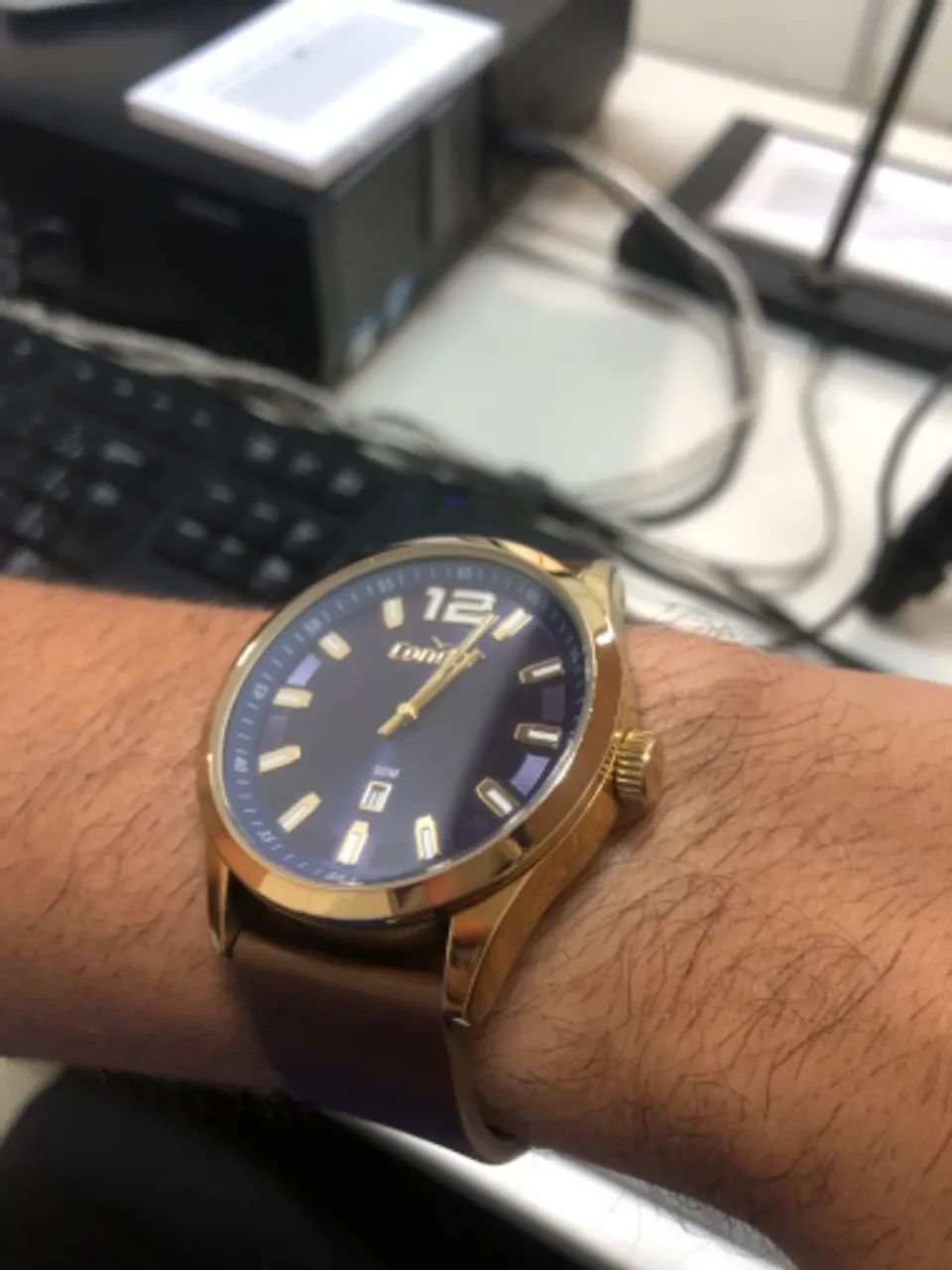 Relógio Condor Dourado com azul escuro Original - Foto 3