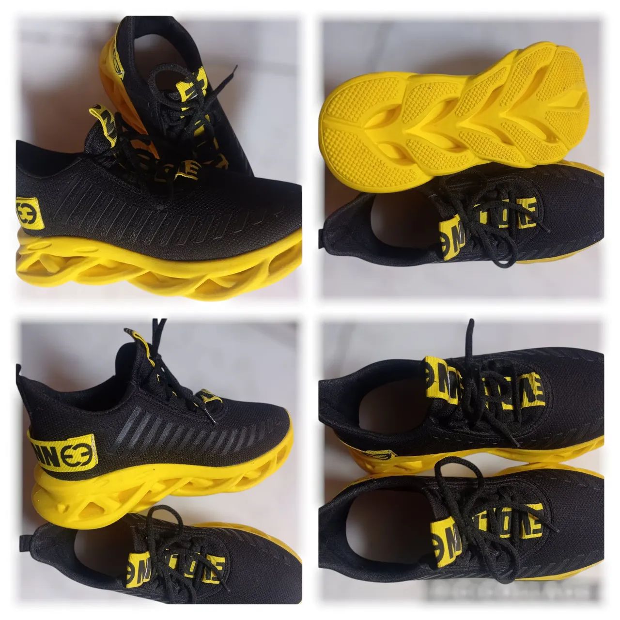 Tênis Esportivo Preto e Amarelo - Foto 2