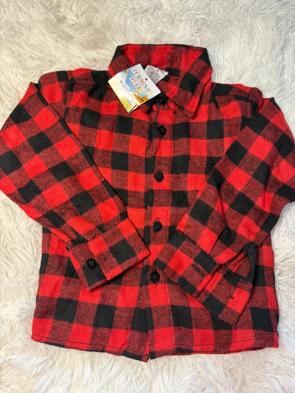 Camisa Xadrez Vermelha e Preta Infantil