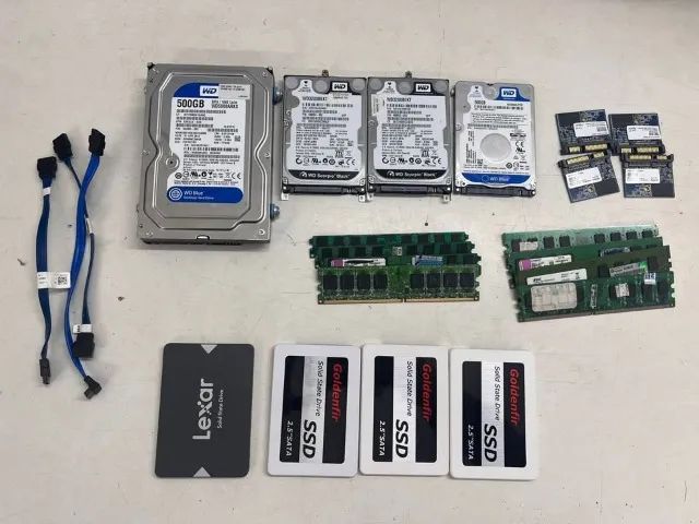 lote com 4ssd, 4hd e memorias