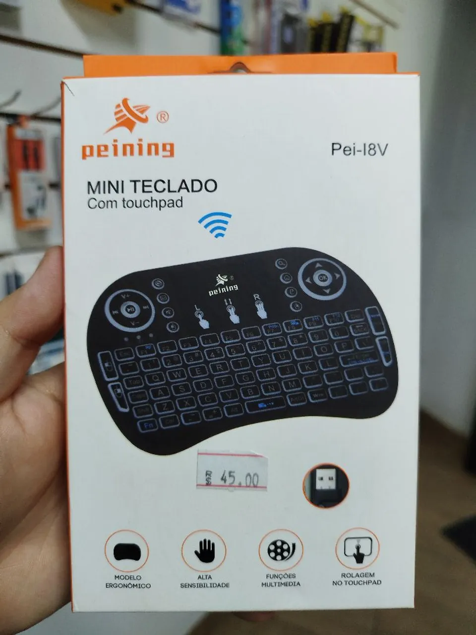 Mini Teclado Pei-I8V com Touchpad - Perfeito para sua TV!