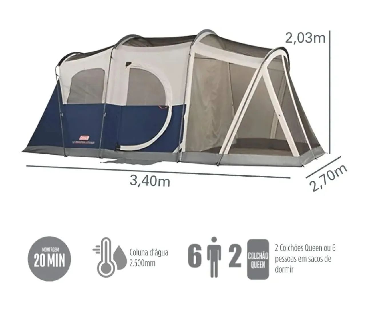 Barraca de camping Coleman Elite Weathermaster 6 pessoas - NOVA