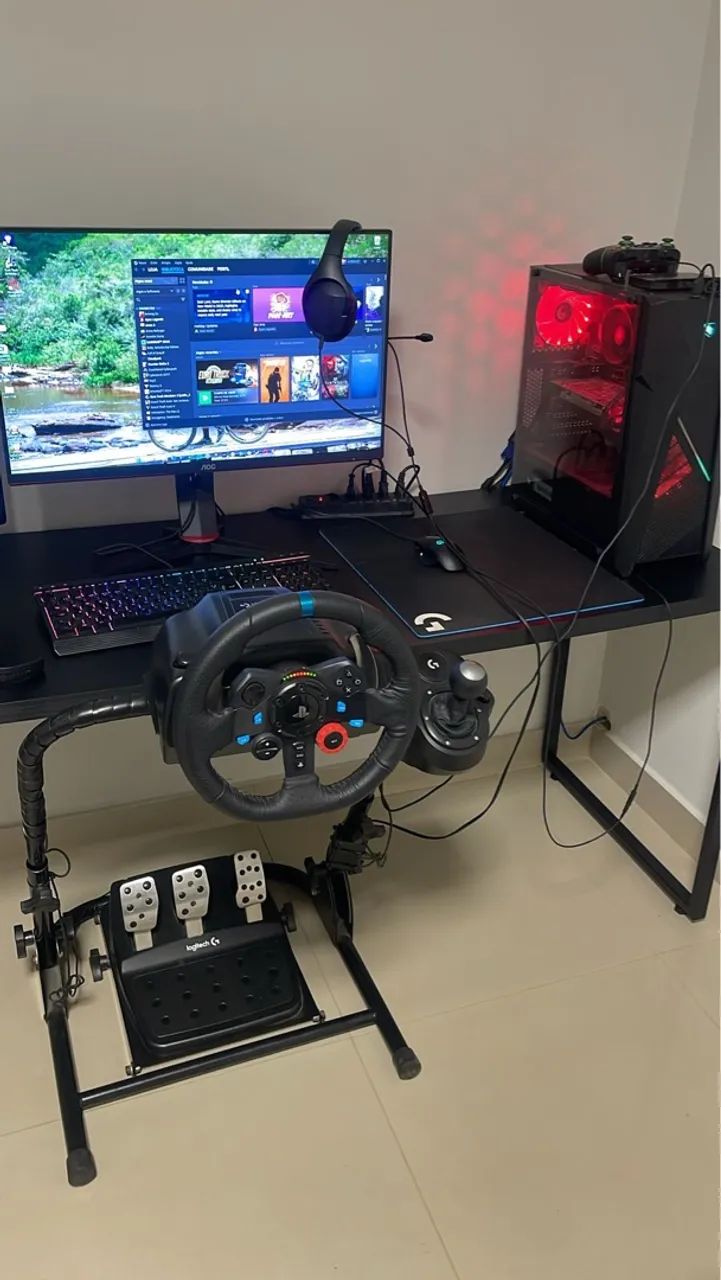 Volante Logitech G29 com Cockpit, Pedais e câmbio.