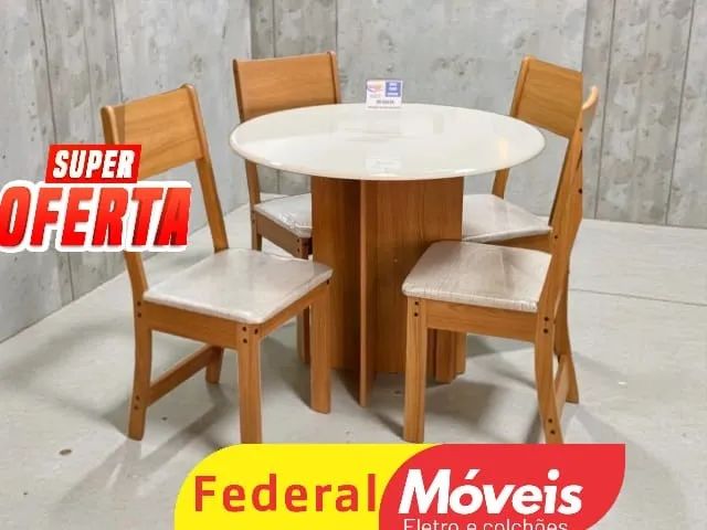 Mesa para jantar 90cm Conjunto com 4 Cadeiras SUPER OFERTA