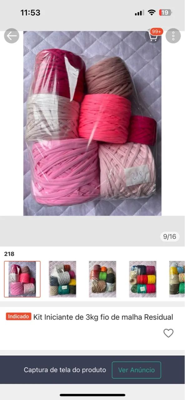 Kit com mais de 100 fios de malha Residual para artesanato