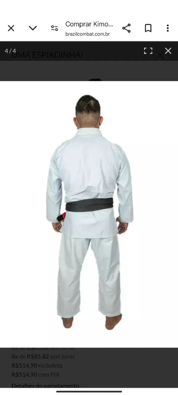 Kimono Jiu Jitsu Branco Brasil Combat Classic A3 - Tamanho A3 - Foto 5