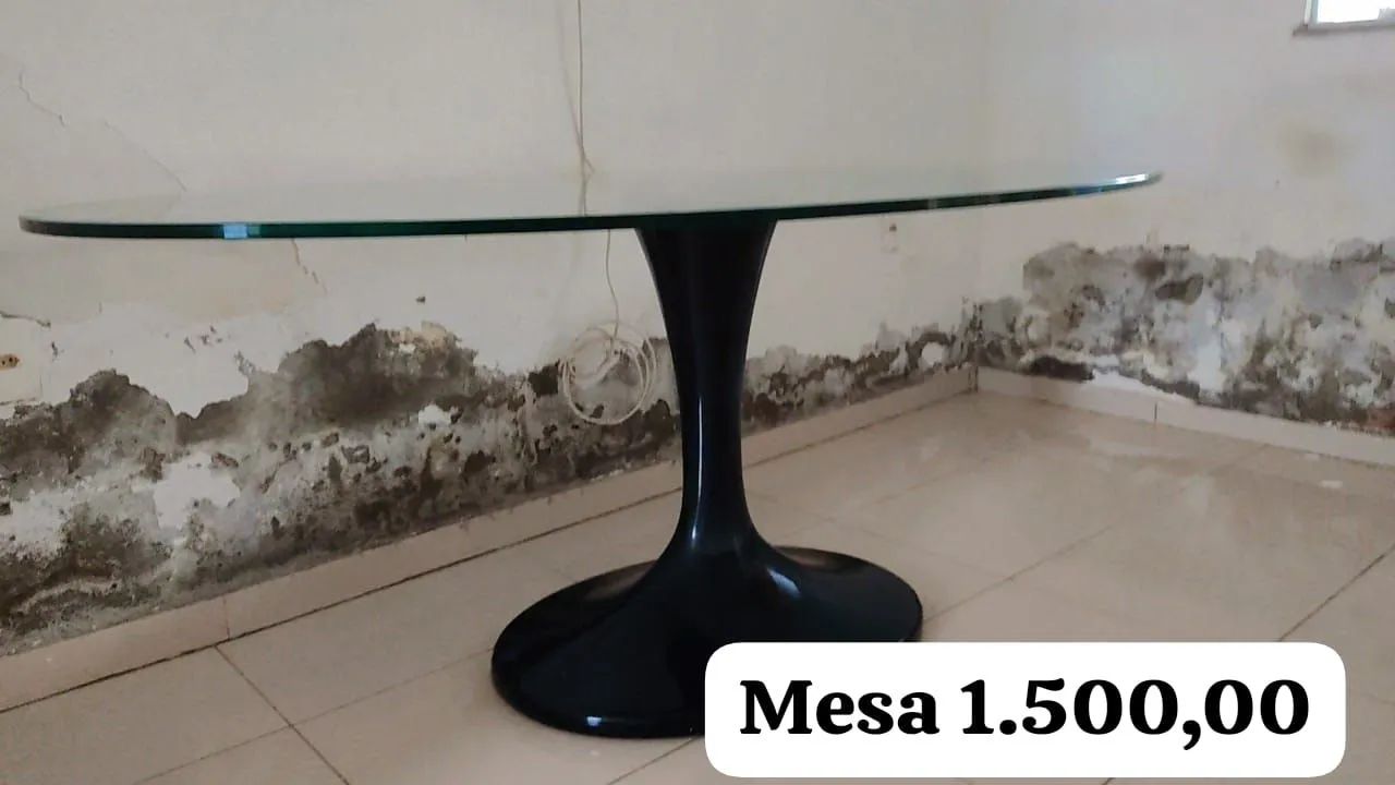 Mesa de jantar redonda com base preta somente mesa 65060624235777120