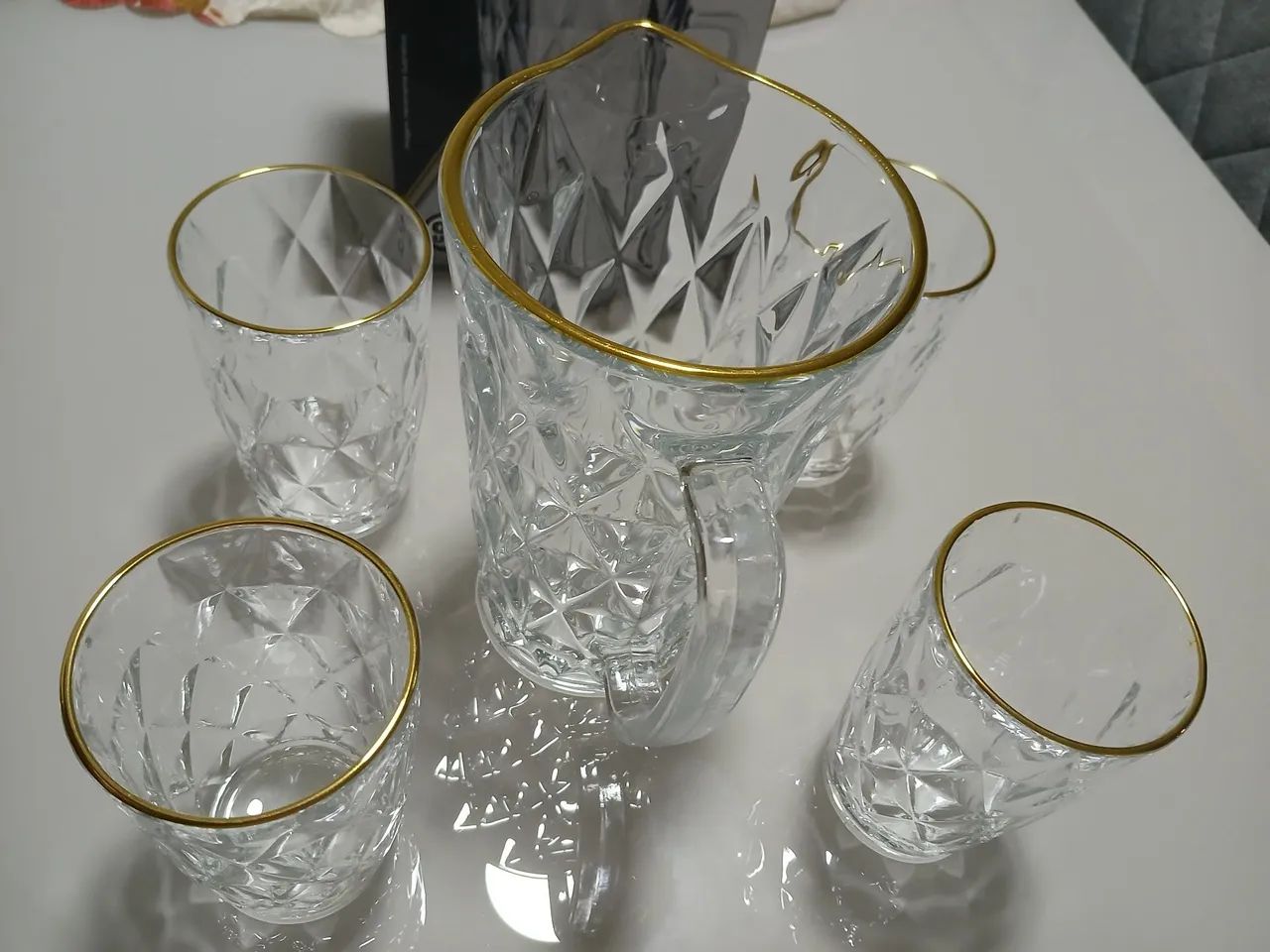 Conjunto de jarra com copos fio dourado  - Foto 2